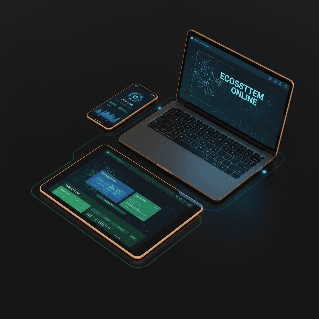 Multiple devices showing integrated automation systems working together